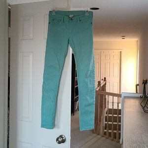 Mint green skinny jeans